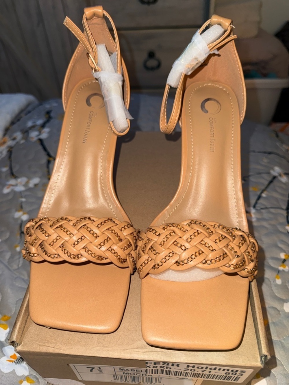 Journee Collection Marbella Mocha Braided Strap heel.